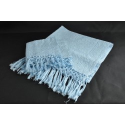 Antique Blue Jacquard Woven Raised Pattern Cotton Towels